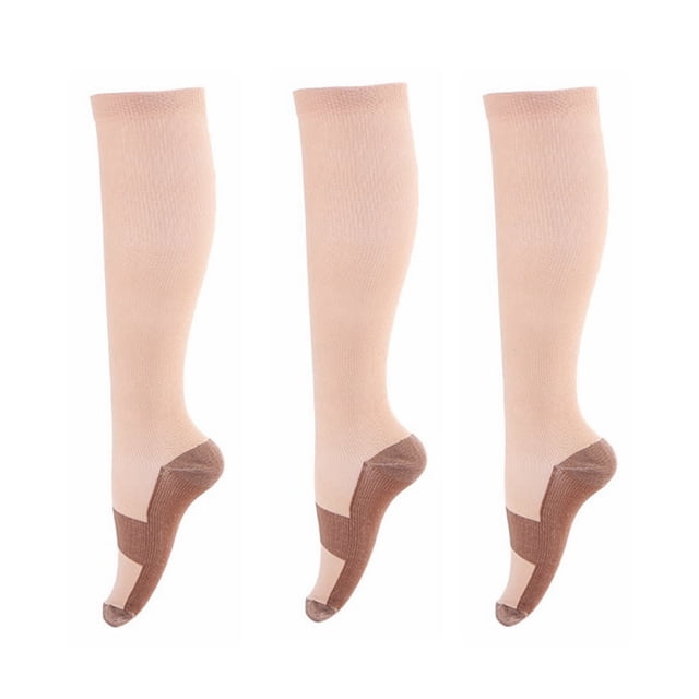 3 pares de calcetines de compresión de cobre para hombre y mujer, de 20 a 30 mmHg, hasta la rodilla, con soporte para pantorrillas, XXL
