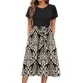 thumbnail image 1 of Vestido midi Zeagoo con estampado floral y mangas de pétalos con bolsillos, 1 of 6