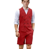Lycody 2PCS Boys Formal Suit Slim Fit Kids Suits for Teen Wedding Ring Bearer Outfit Double Breasted Suit Solid Vest Shorts Suit, Unisex, Graduation, PROM