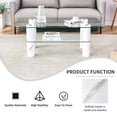 thumbnail image 4 of Modern Glass Coffee Table, Rectangle Tempered Glass Table for Living Room, 2-Tier Center Table with Solid Wood Legs, Stylish Design Versatile,White, 4 of 8