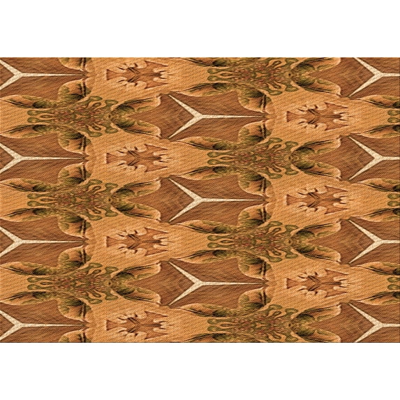 Ahgly Company Machine Washable Indoor Rectangle Transitional Orange Area Rugs, 5' x 7'