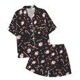 thumbnail image 2 of FASHOFT Christmas Pajamas for Women Set Cute Santa Claus Printing Pjs Long Sleeve Button up Shirts 2 Piece Sleepwear Satin Soft Holiday Loungewear S, 2 of 5