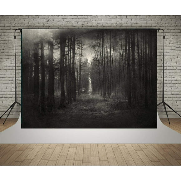 BSDHOME Polyester 7x5ft Vintage Photography Backdrop Mysterious Forest Tree Background