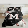 thumbnail image 2 of jejeloiu Letter M Monogrammed Full Size Comforter Sets,Baseball Sport Game Bedding Comforter Set,Black Splashing Ink Bedding Sets For Girls,Microfiber Room Decorative Reversible,3pcs, 2 of 8