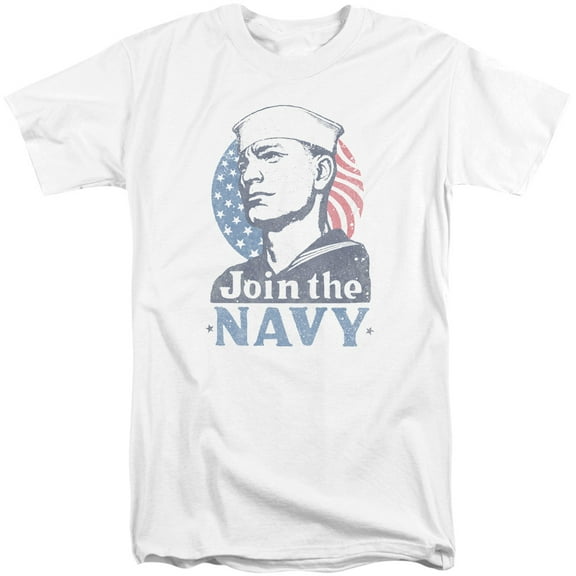 Navy Join Now Adult Tall T-Shirt White