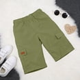thumbnail image 5 of FAOWME Kids Boys Girls Cargo Shorts Elastic Waist Solid Color Comfortable Lightweight Shorts With Pockets For Casual Daily Wear,Army Green,5-6 Years, 5 of 8