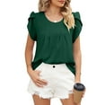 thumbnail image 2 of Top Plisado De Verano, Blusa De Manga De Pétalo Para Mujer, Cuello Redondo Para Uso Diario, 2 of 7
