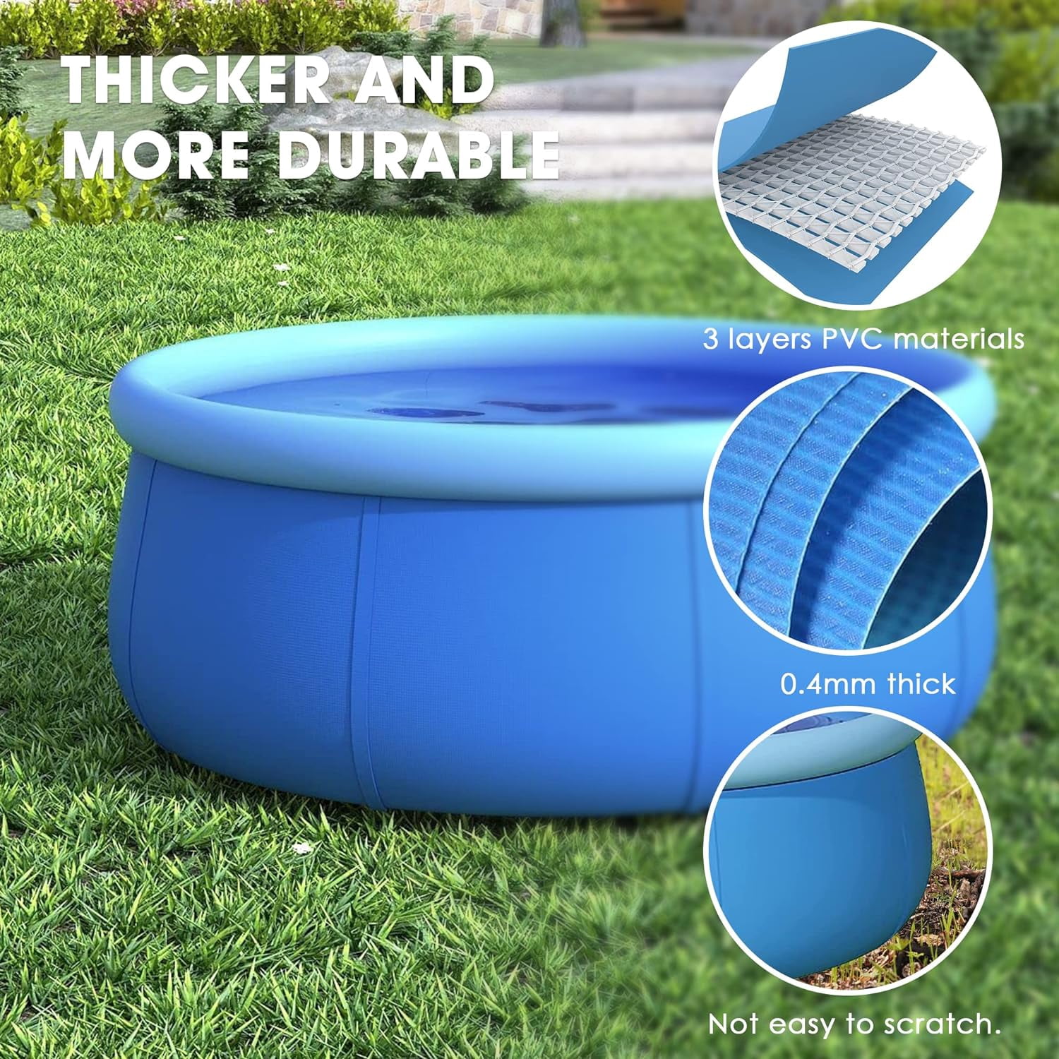 Inflatable Swimming Pool, Swimming Pool for Adults, Inflatable Top Ring Pool, Blow Up Pool for Kids, Family Pools for Backyard, Above Ground Pool