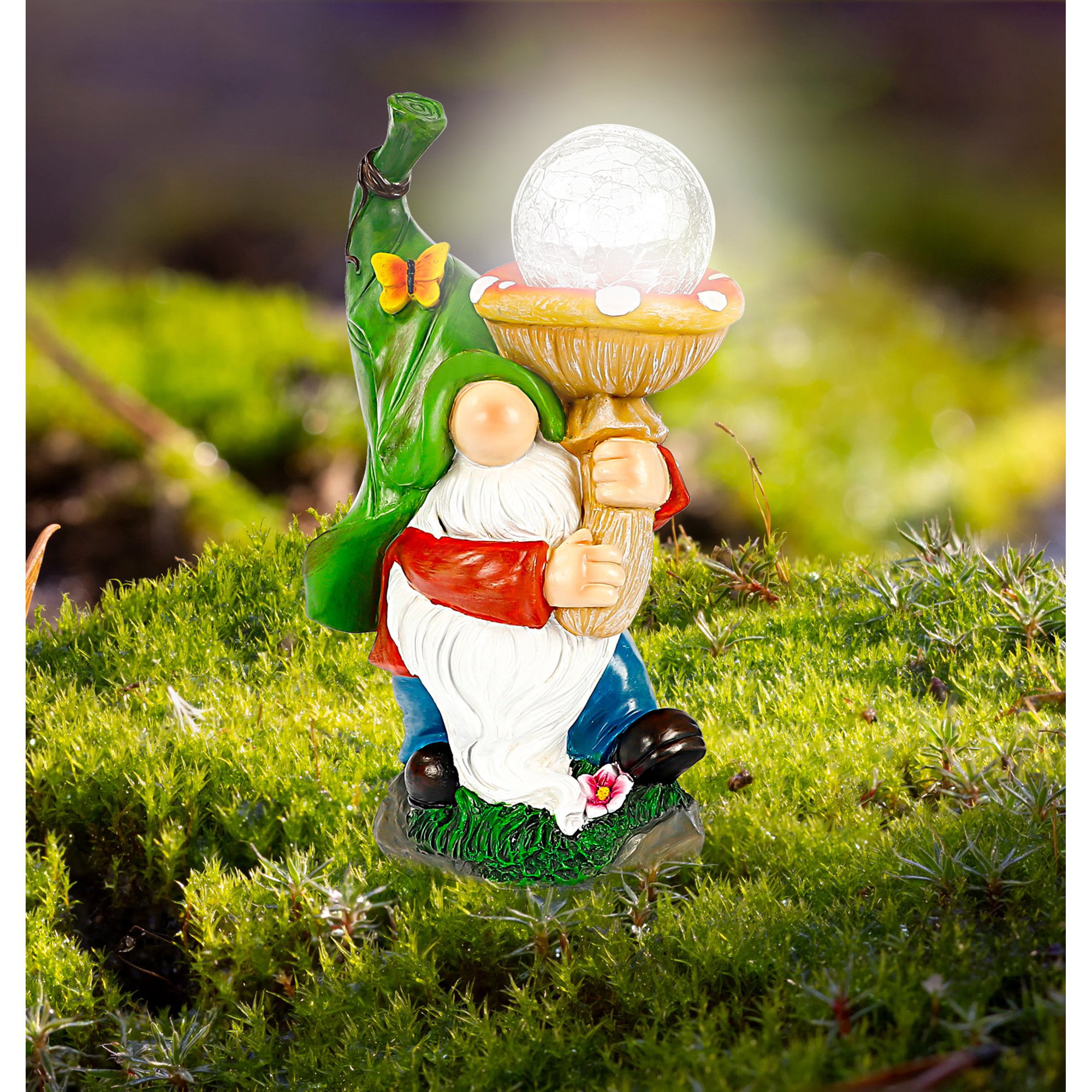 Gnome Statue Decor Solar Powered Garden  for Outdoor Patio Yard Decorations 