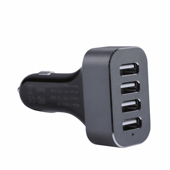 48W 9.6A 4 USB Ports Smart Car Charger, For iPhone, Galaxy, Huawei, Xiaomi, LG, HTC and Other Smart Phones, Rechargeable Device