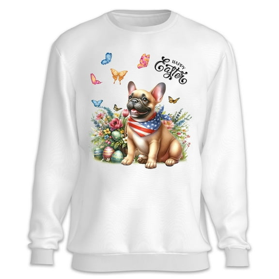 French Bulldog Celebrates Spring and Enjoys a Happy Easter Sweatshirt Unisex Merch Dog Lover Gifts - 02001