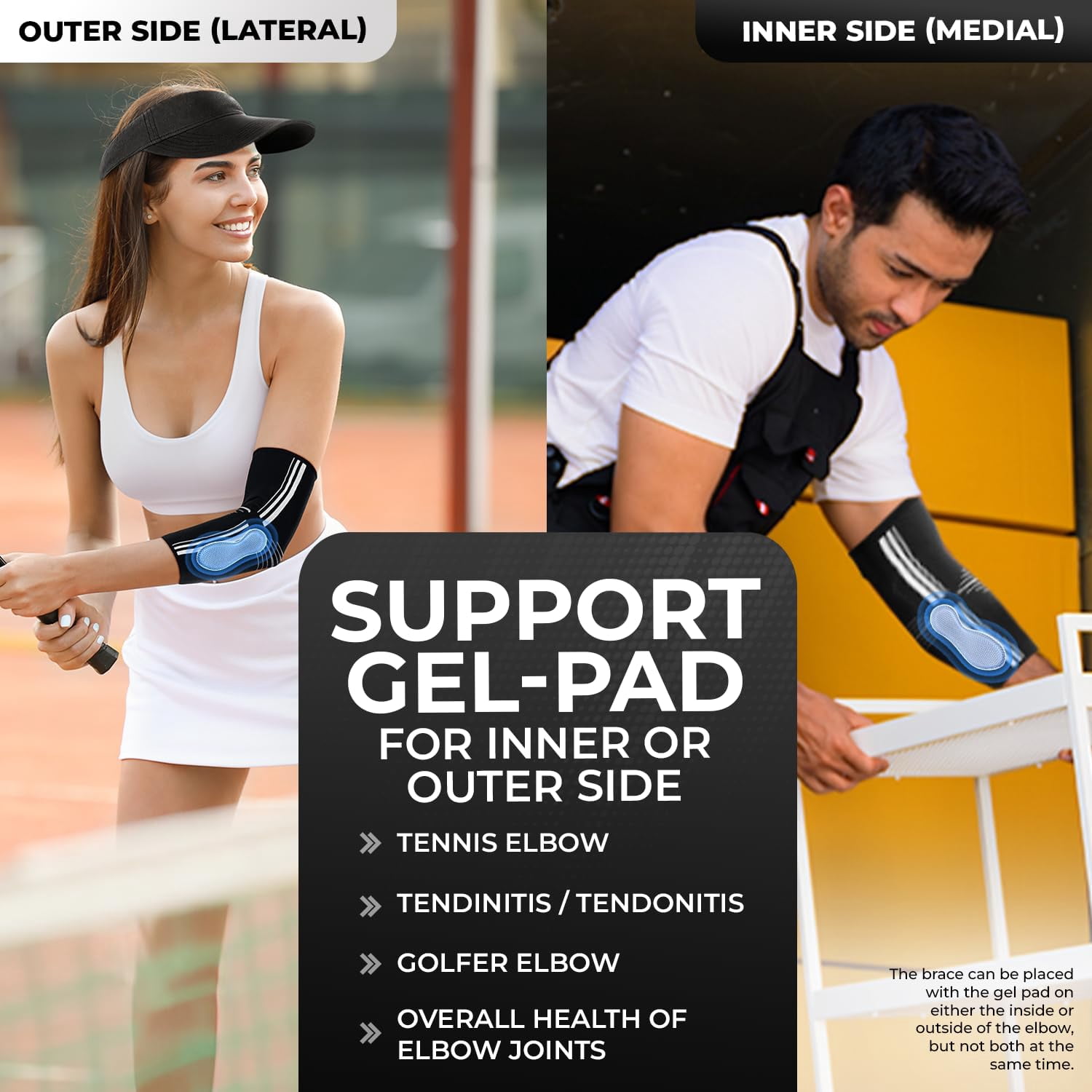 DR. BRACE® Elite Elbow Brace Support, Breathable Elbow Compression Sleeve with Gel Pad for Golfer's, Tennis Elbow & Tendonitis Treatment & Pain Relief 2024 (Black-White, XSmall)