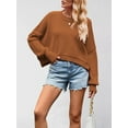 thumbnail image 6 of Women'S Sweater Fall Crew Neck Batwing Sleeve Pullover Sweaters Brown L, 6 of 7