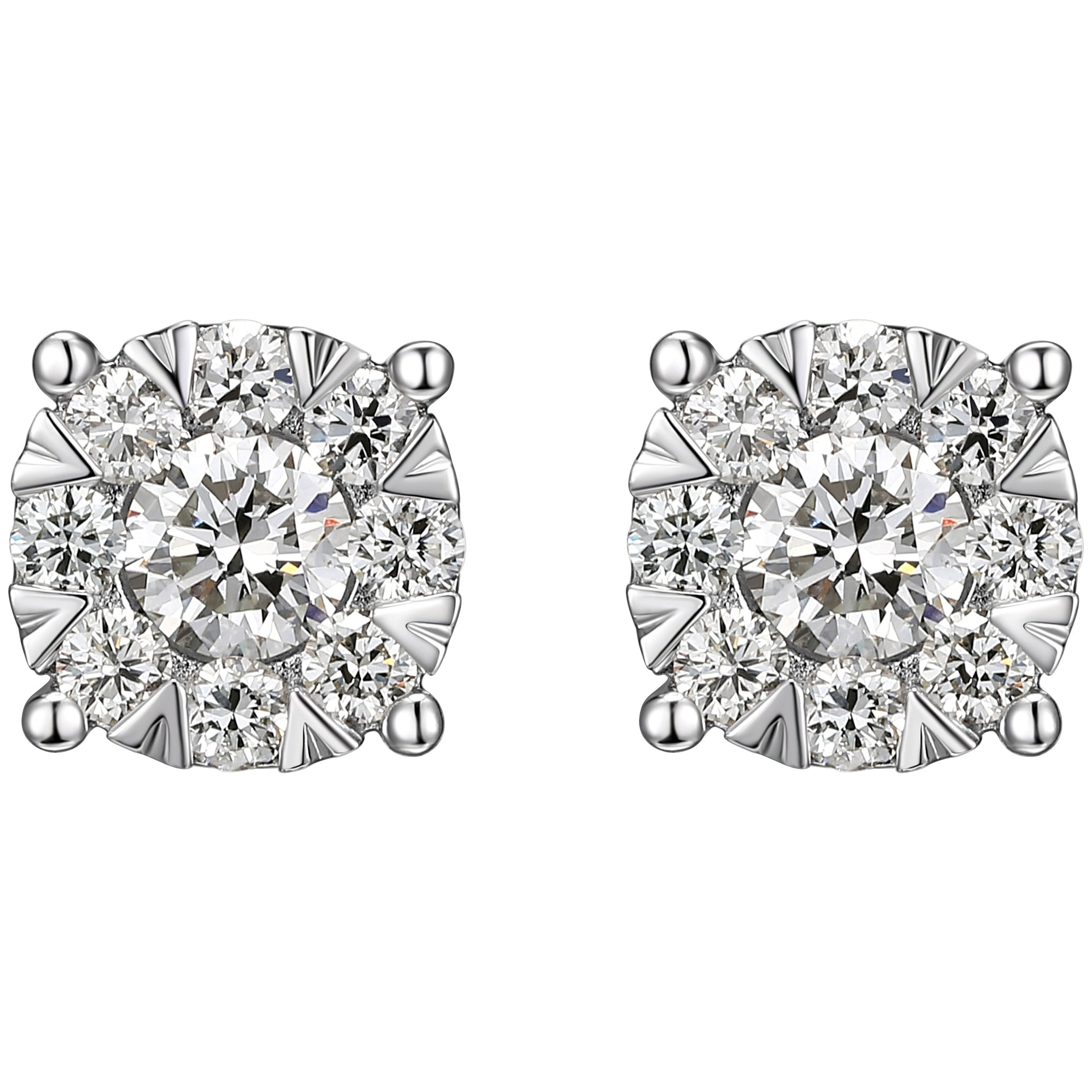 Forever Facets 1/2 CT TW Lab Grown Diamond Earrings in Platinum over Sterling Silver, Adult Female