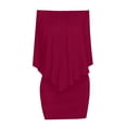 thumbnail image 4 of JIAYUE Women's Dress Solid Color Slim Fit Casual Off Shoulder Ruffled Mini Suitable For Everyday Wear Stylish Female Dresses, 4 of 4