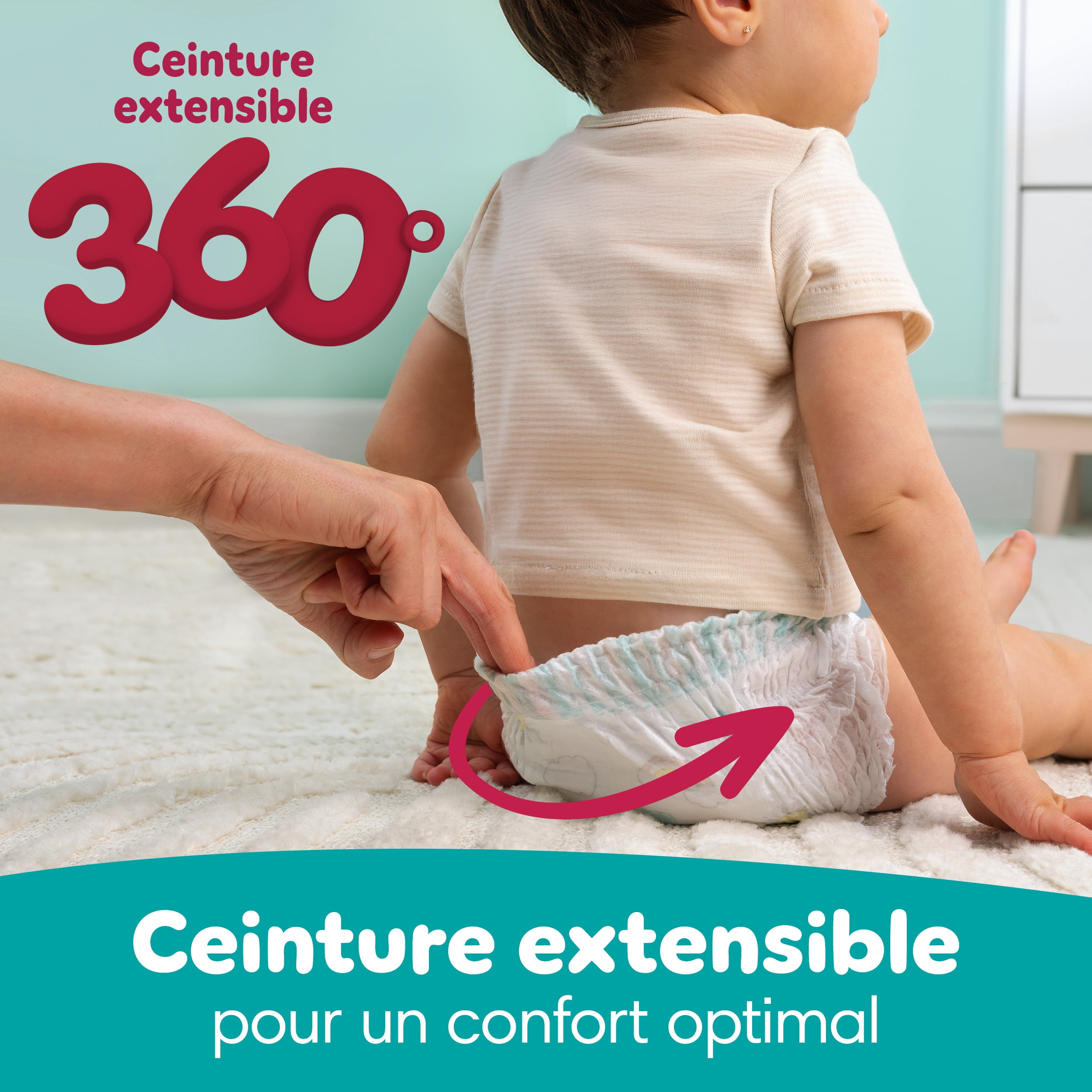 Pampers Diapers - Swaddlers 360° - Size 7, up to 100% Leakproof Comfy Dry Fit, EZ Off Tabs Designed for Easy Changes, Pull On Diaper