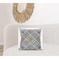 thumbnail image 2 of 20â€ Blue Yellow Patch Suede Zippered Throw Pillow, 2 of 3