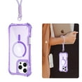 thumbnail image 6 of for iPhone 13 Pro Max Magnetic Case, [Compatible with Mag-Safe] Translucent Clear Phone Case Slim Shockproof Triple-Layers Drop Protective Hybrid Cover with Wrist Strap for iPhone 13 Pro Max, Purple, 6 of 7