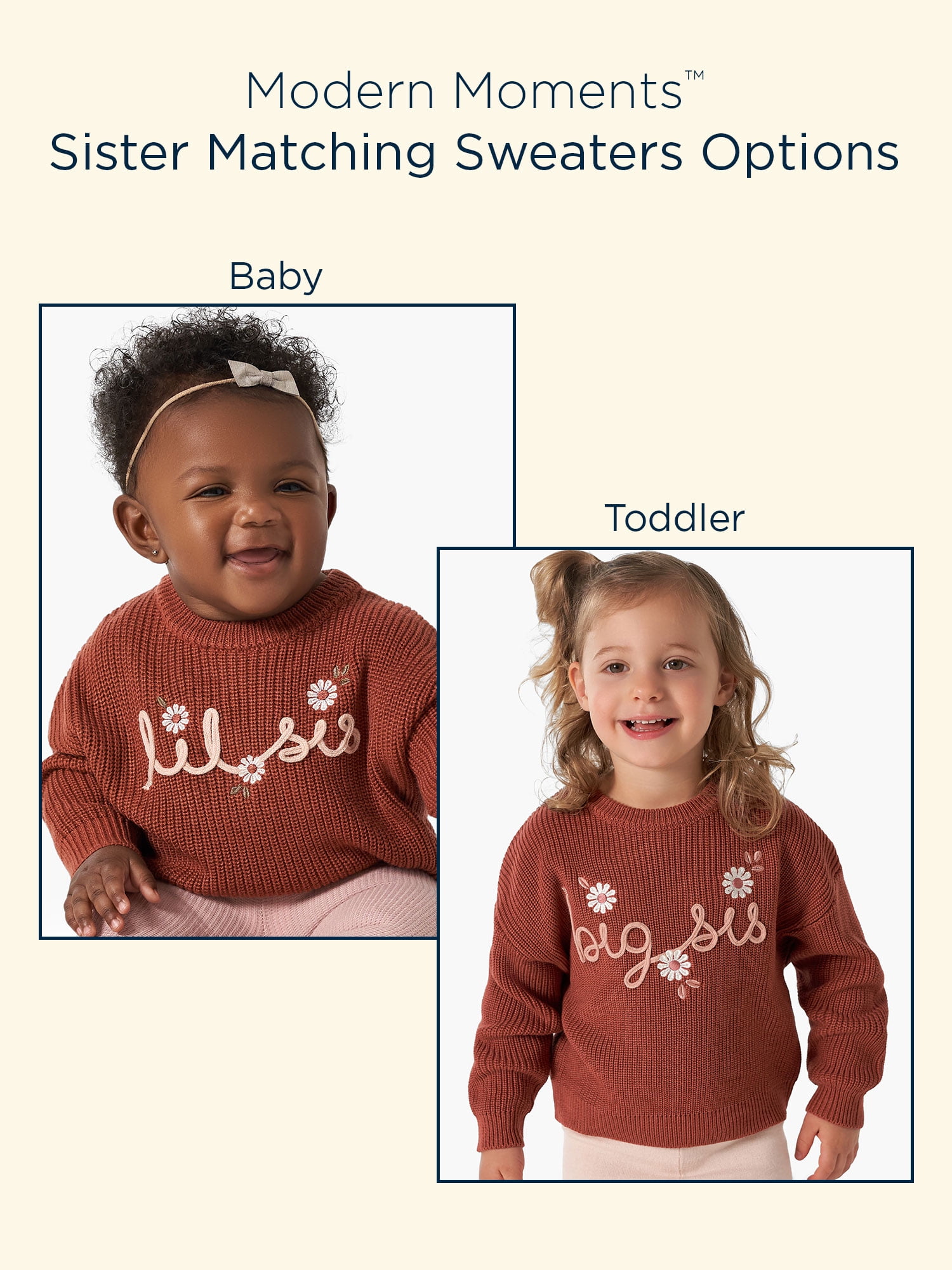 Modern Moments By Gerber Baby Girl Matching Sister Sweater, Sizes 0/3M-18M