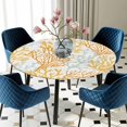thumbnail image 5 of Elastic Fitted Round Tablecloth, Orange Gray Coral Coastal Waterproof Stretch Table Cover for 36"-44" Tables, Summer Beach Seaside Nautical Washable Outdoor Tablecloths for Patio, Picnic, Camping, 5 of 9
