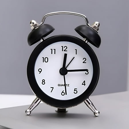 DESIGNICE 2026 New Alarm Clock, 3 Round Twin Bell Small Alarm Clock,Battery Powered,Simple Design