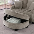 thumbnail image 6 of Loveseat Recliner, Double Sofa Bed with Storage Footstool and Irregular Armrests, Corduroy Convertible Bed, Perfect for Living Rooms, Brown, 6 of 10