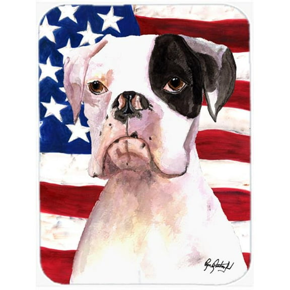 Carolines Treasures  Cooper USA American Flag Boxer Mouse Pad- Hot Pad or Trivet