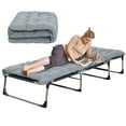 thumbnail image 2 of Sensch Portable Folding Camping Cot Bed with Cushion & Pillow, Adjustable 4-Position Lounger Chair, 74.8×26.8 inches, 2 of 13