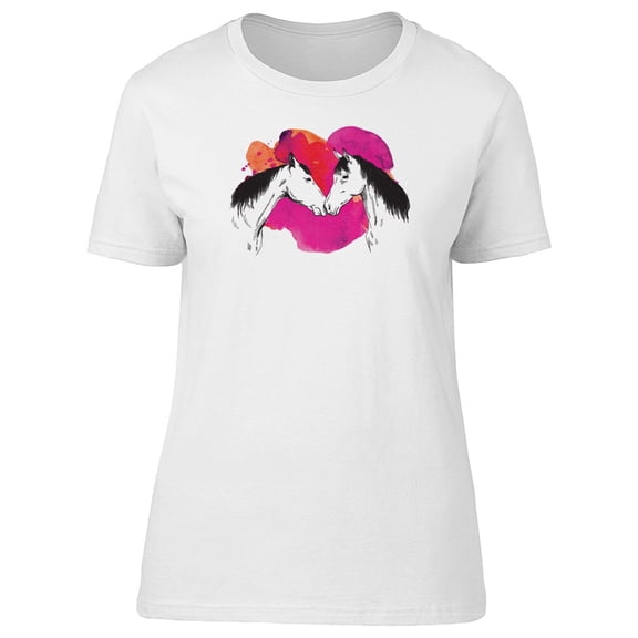 Watercolor Horses In Love Sketch Tee Women's -Image by Shutterstock