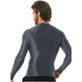 thumbnail image 2 of YiZYiF Mens Glossy O Neck Long Sleeve T-Shirt Solid Color Slim Fit Tops for Yoga Workout A Grey XL, 2 of 6