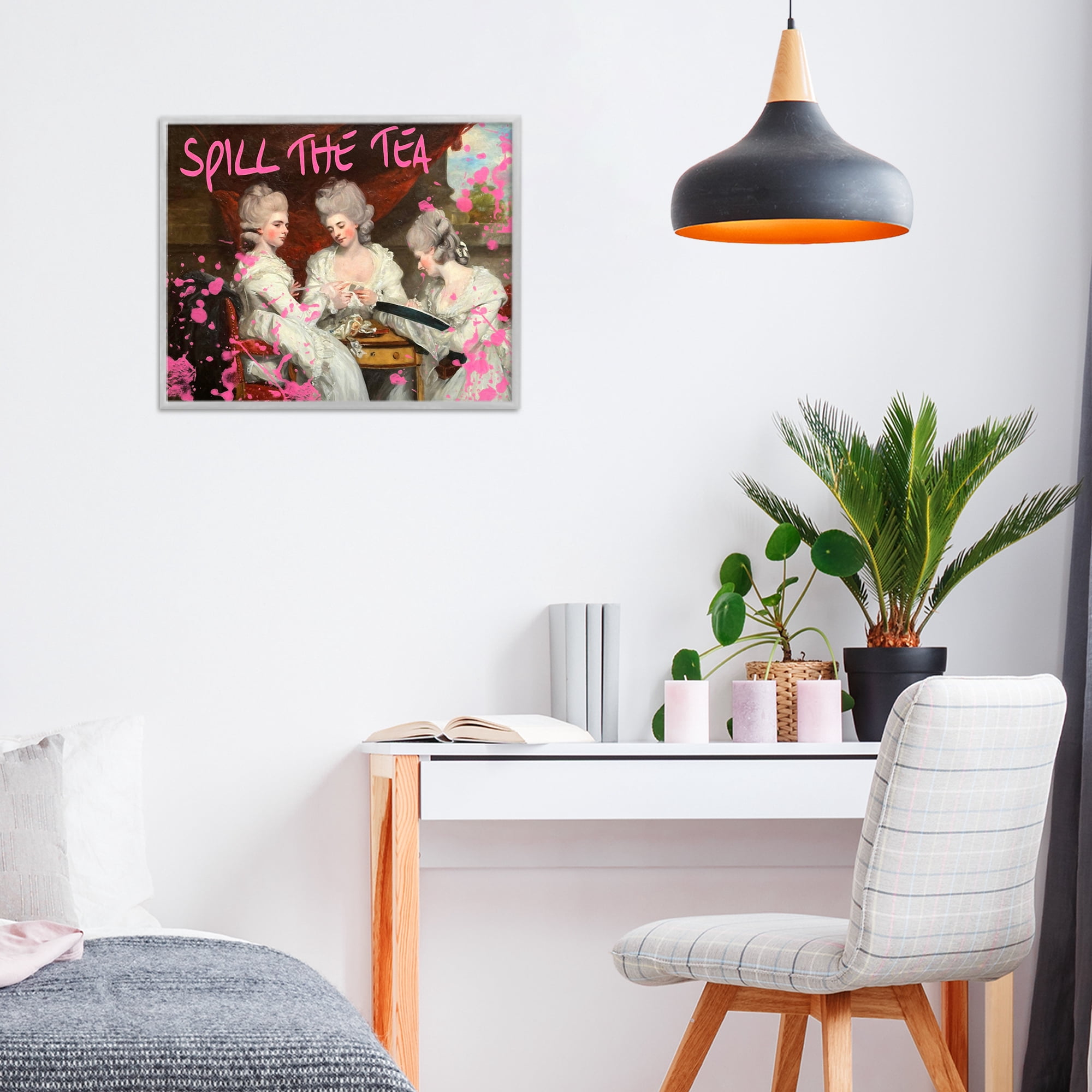 Stupell Industries Spill The Tea Iconic Ladies Gray Framed Giclee Art, design by Grotto Studios