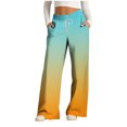 thumbnail image 2 of Cagogo Women Plus Size Wide Leg Flowy Pants with Pockets Tie Dye Casual Loungewear Long Drawstring Trousers Party Beach Vacation, Yellow 3XL, 2 of 6