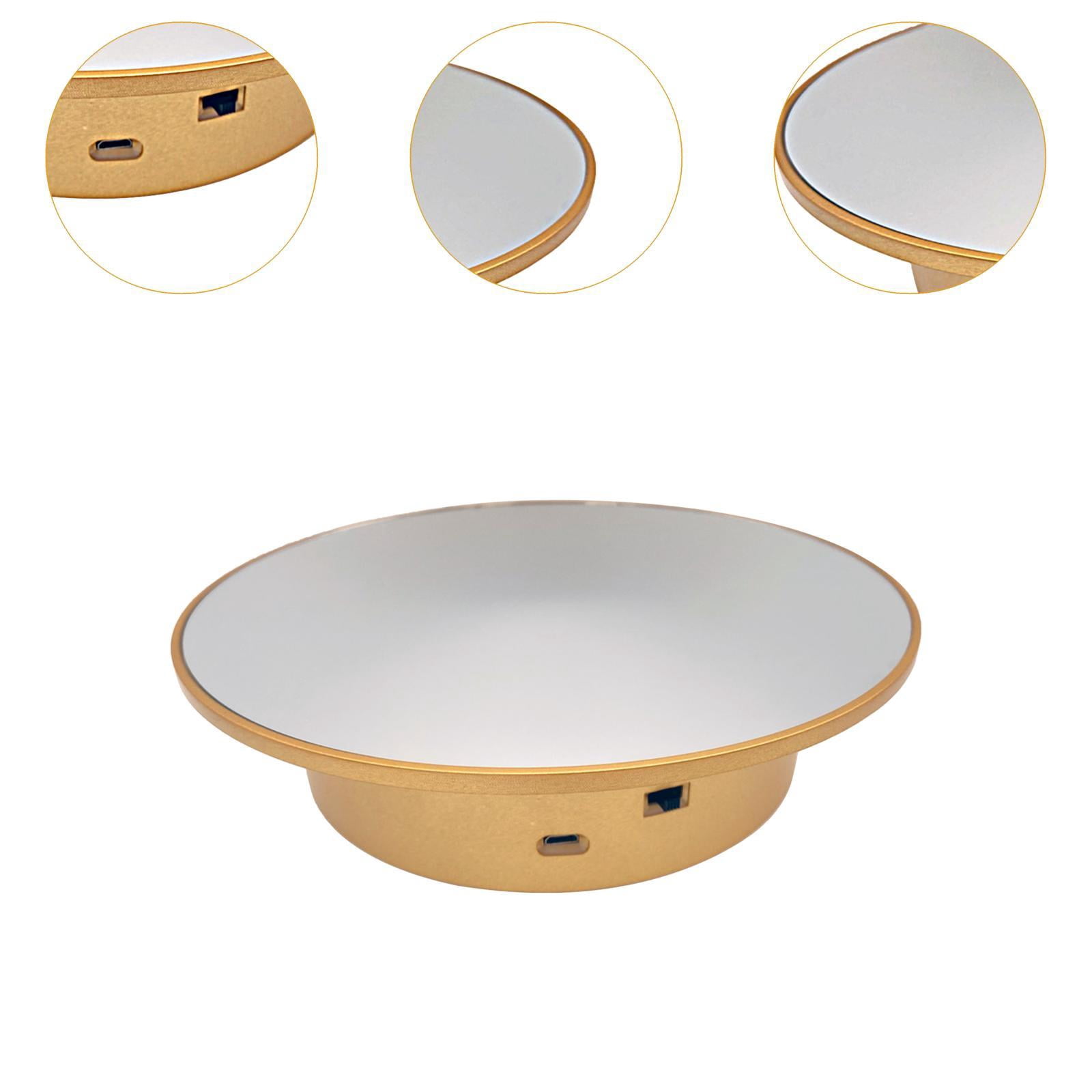 MAGIDEAL Electric Rotating Display Stand Automatic Revolving for Bag Glasses Gold bottom mirror