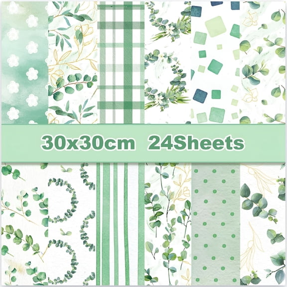 CCOCC Christmas Scrapbook Paper 12 X 12 Double Sided-12 Designs 24 Sheets Printing Pattern Decoupage Decorative Craft Paper Pad for Junk Journals Bullet Journal Card Making Background