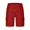 thumbnail image 7 of Fashion YLSDY Men's Cargo Shorts 9" Inseam Elastic Waistband Summer Fashion Casual Relaxed Fit Work Shorts with 6 Pockets Red L, 7 of 7