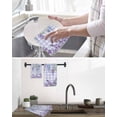 thumbnail image 5 of Purple Flowers Kitchen Dish Towels for Drying Dishes Set of 3, Weeping Spring Floral Checkered Pastoral Waffle Weave Microfiber Hand Tea Bathroom Towels Quick Dry & Absorbent Towel 12x12, 5 of 7