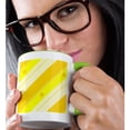 thumbnail image 2 of 3drose, Horizontal Two Tone Yellow and White Stripes with Maple Leaves., 15oz Two-tone Green Mug, 2 of 6
