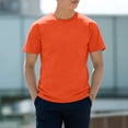 thumbnail image 2 of Zylarhe Mens Tshirt, Men Casual Short Sleeve T Shirt Adult Summer Spring Breathable Blend Everyday Top Orange XS, 2 of 4