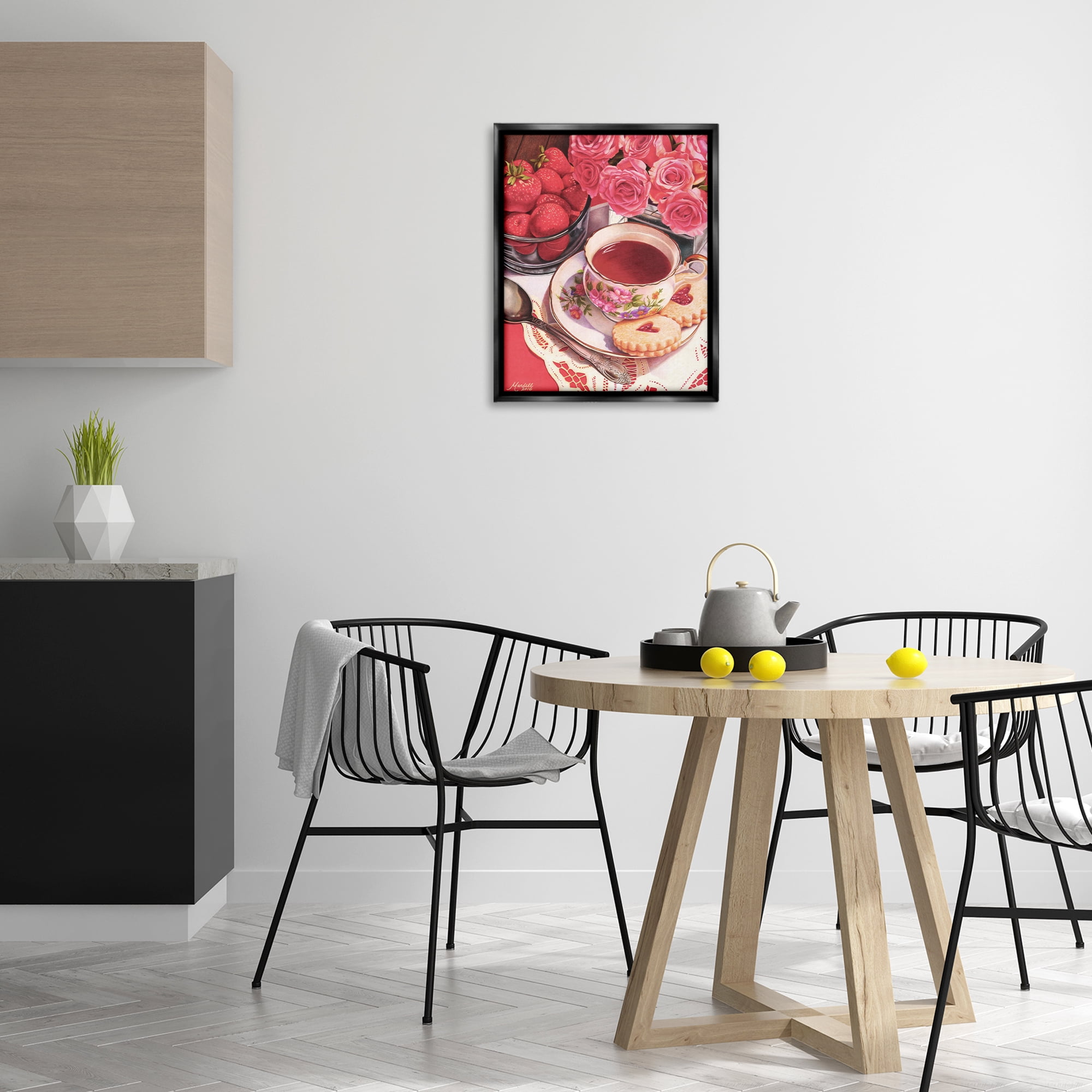 Stupell Industries Valentine's Day Tea Food & Beverage Painting Black Floater Framed Art Print Wall Art, 17 x 21