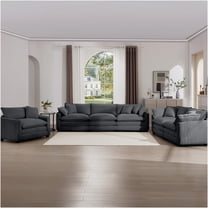 JERFIT Modern 6-Piece Modular Sectional Sofa Set with Chaise, Plush Grey Corduroy Fabric, Deep Seating for Living Room