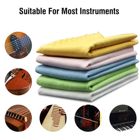 5pcs Microfiber Cleaning Polishing Polish Cloth Set for Musical Instrument Guitar Violin Piano, Instrument Cleaning