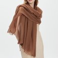thumbnail image 2 of Lumtrix Vintage Scarf Fringed Edges Lightweight Breathable Wrap Sheer Daily Outdoor Shawls Khaki One Size, 2 of 8