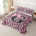 thumbnail image 3 of Manfei Pink Leopard Print Bow Letter G Quilt King for Girls, Cute Initial Bows King Coverlet Set, 3 of 7