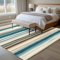 thumbnail image 5 of Turquoise Beige Large Area Rugs for Bedroom Living Room, Soft Non Slip Carpet Bedside Rug, Boho Vertical Stripes Bohemian Retro Rectangular Floor Cover Kitchen Accent Rug 6'x9' for Dining Room/Office, 5 of 9