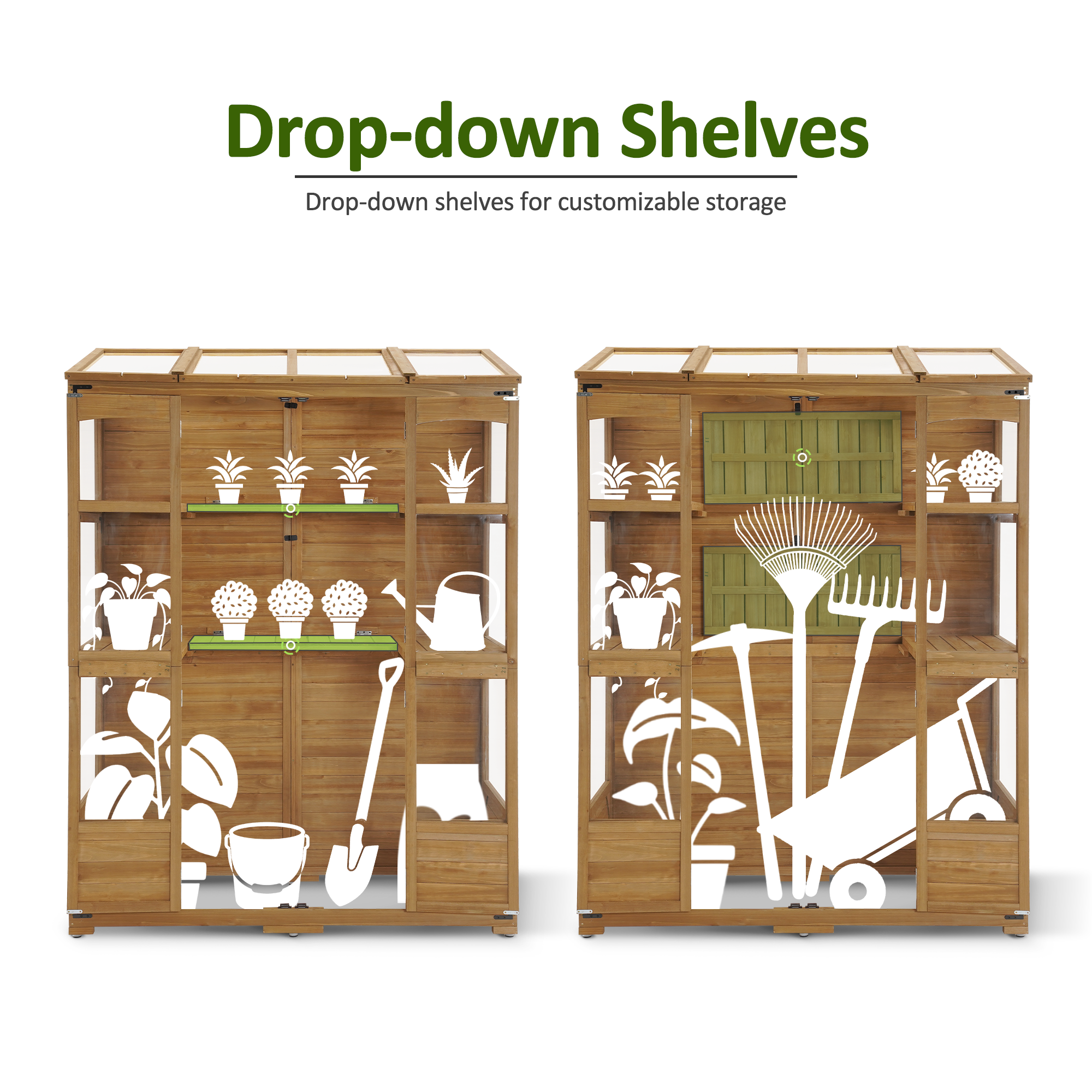 MCombo Wood Walk-In Outdoor Greenhouse, 57.9" x 28.5" x 73.4"