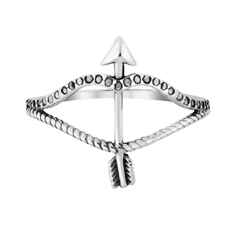 Valiant Bow and Arrow Sterling Silver Band Ring for Female