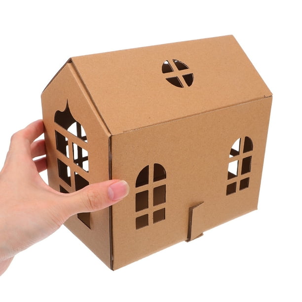 Casa De Cartón Para Colorear Con Pinturas Y Pinceles - Kit DIY Navideño De QLEUIFT, Fácil Montaje Sin Herramientas
