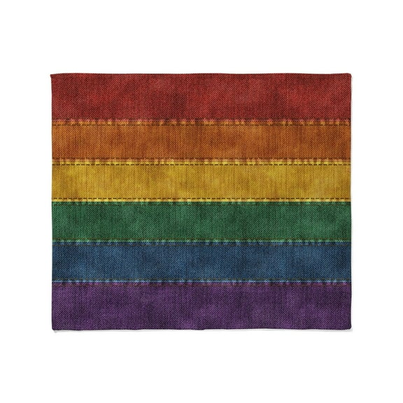 CafePress - Rainbow Denim Flag Throw Blanket - Soft Fleece Throw Blanket, 50"x60" for All Ages