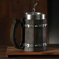 thumbnail image 2 of Taza de cerámica con forma de barril de inspiración vikinga, 350 ml, con acero inoxidable, 2 of 2