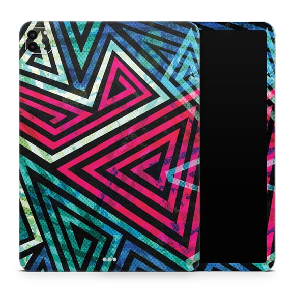 DesignSkinz Grungy Neon Triangular Zig Zag Shapes Full-Body Skin Decal Wrap Cover for iPad (A1219/A1337)